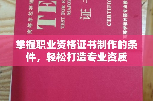 扎囊掌握职业资格证书制作的条件，轻松打造专业资质